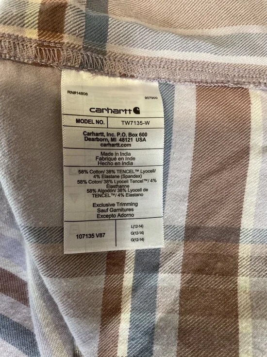 Carhartt Womens Relaxed Fit Plaid Long Sleeve Shirt L Tencel Fiber Series - Picture 9 of 10